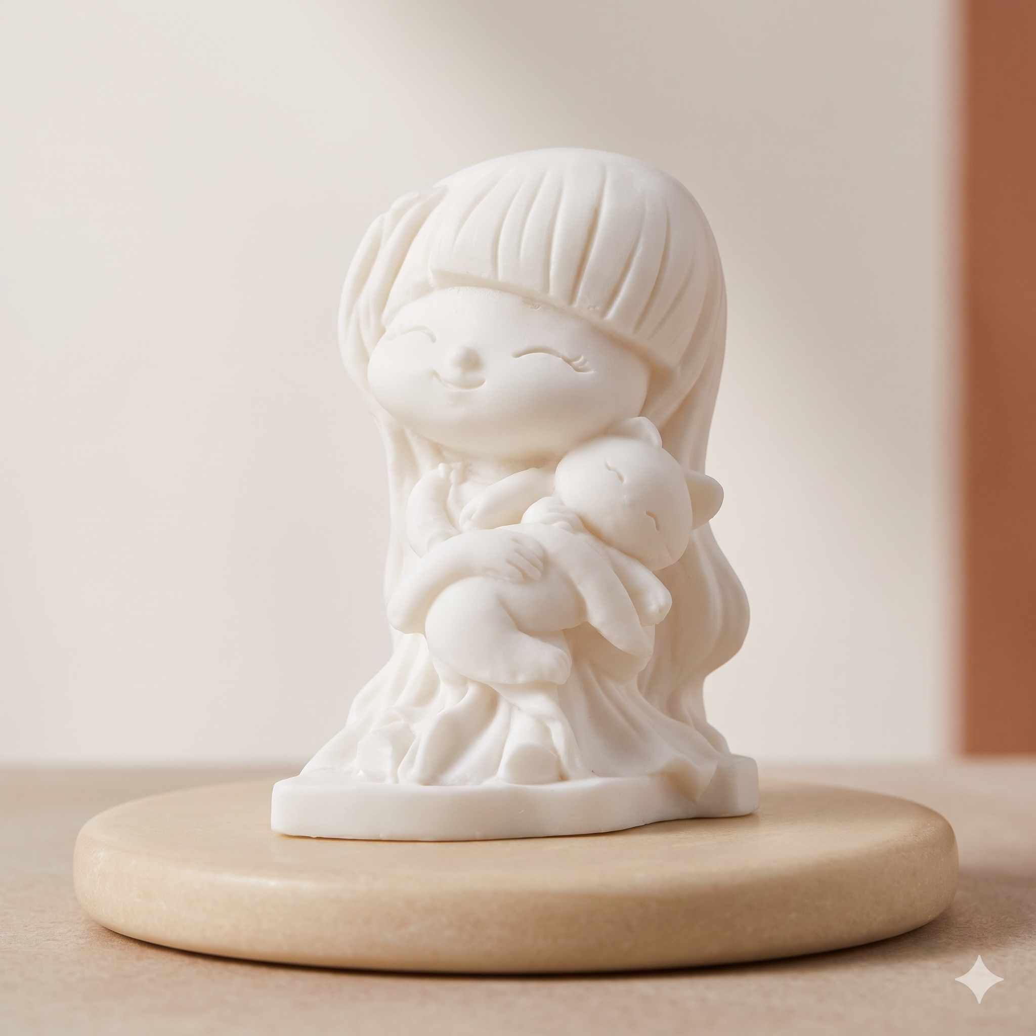 "Serenade" Handcrafted Girl & Cat Artisan Candle (or Decor Sculpture)